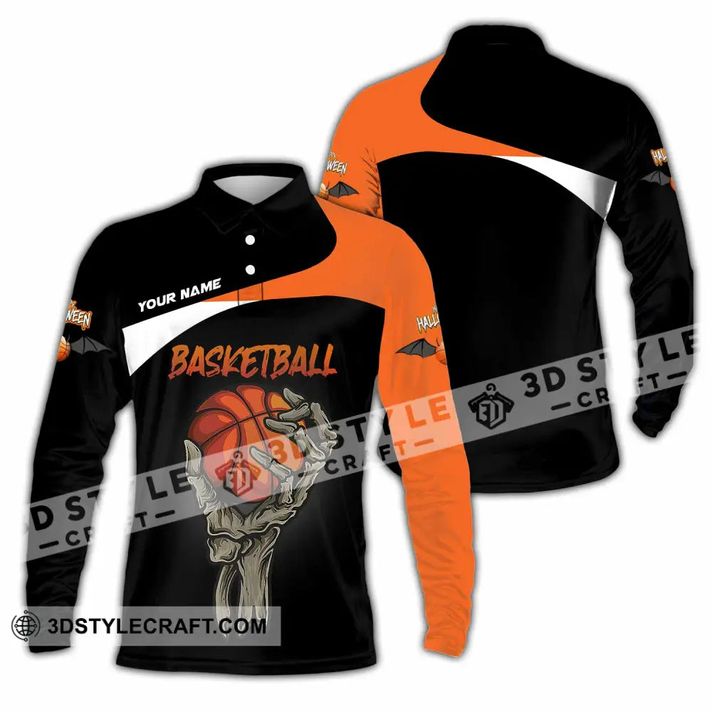 Unisex Shirt Custom Halloween Basketball Sport Shirt Long Sleeve Polo / S T shirt