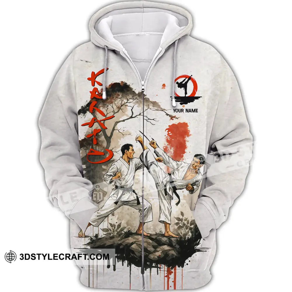 Unisex Shirt Custom Karate Shirt Zipper Hoodie / S T shirt