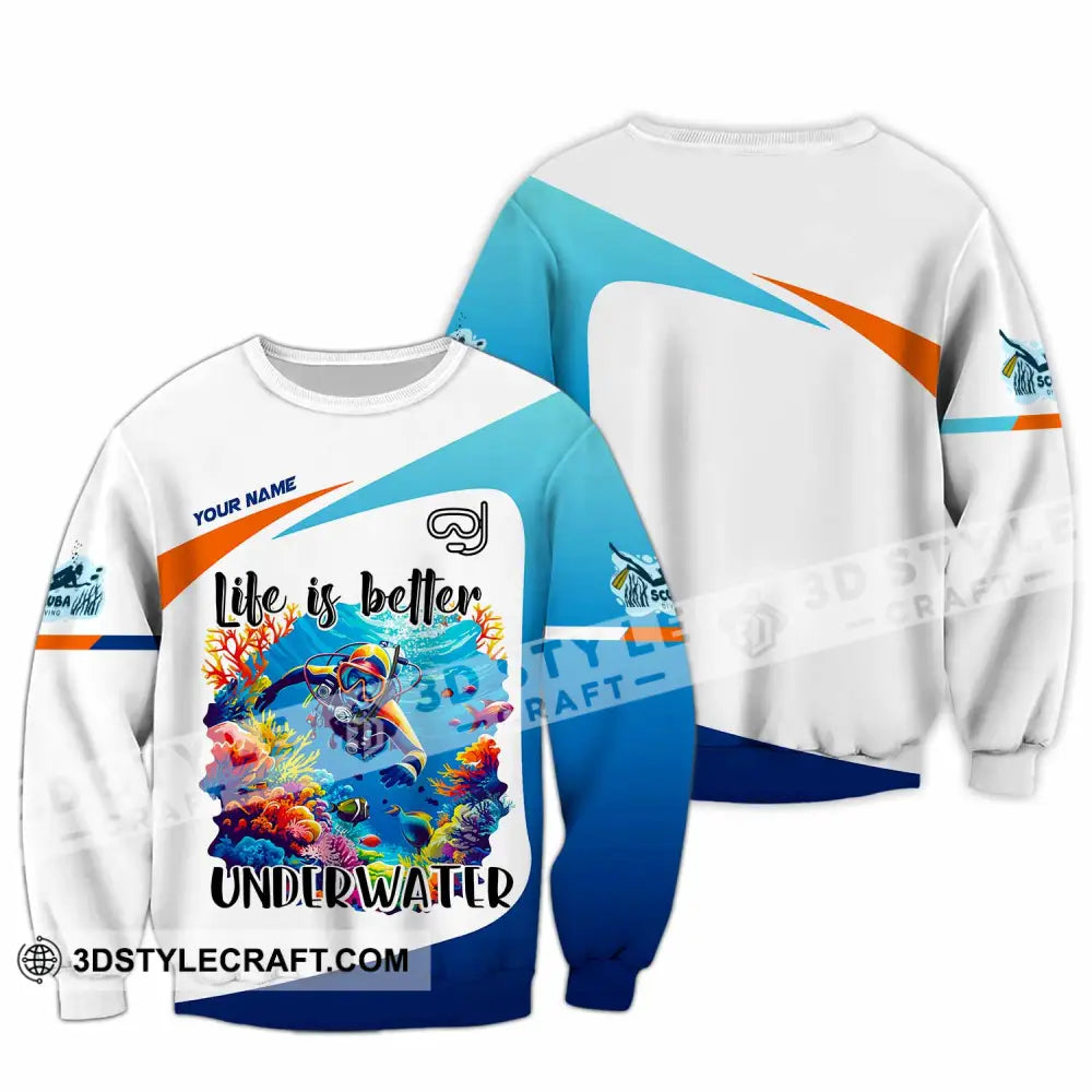 Unisex Shirt Custom Life Is Better Underwater Diving Shirt Long Sleeve / S T shirt