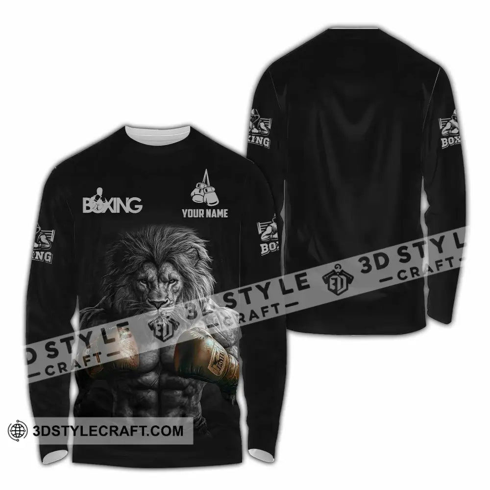 Unisex Shirt - Custom Lion Boxing Lover Sport Shirt Long Sleeve Shirt / S T-shirt