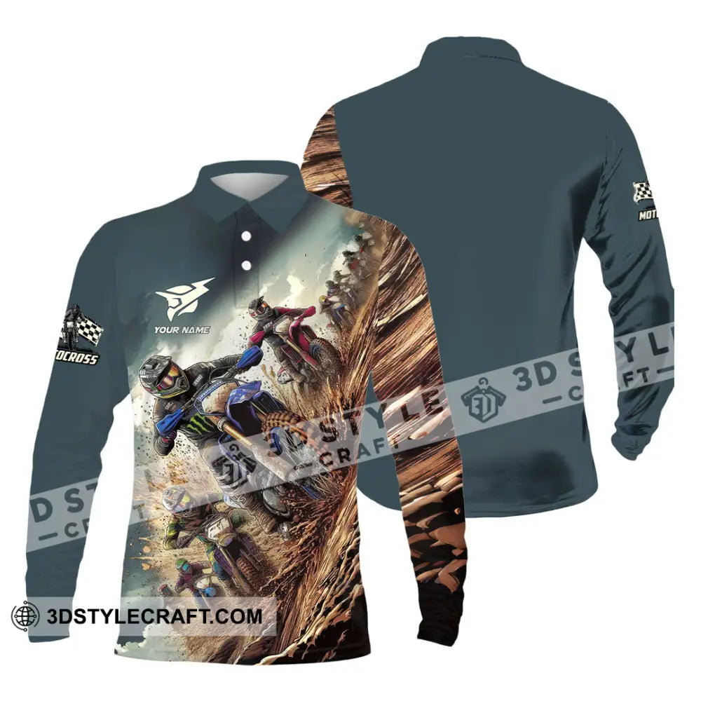 Unisex Shirt - Custom Motocross Player Shirt Long Sleeve Polo / S T-shirt