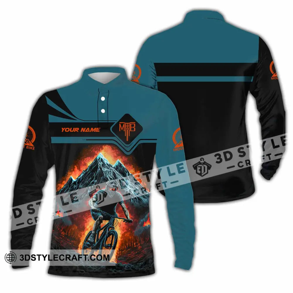 Unisex Shirt - Custom MTB Mountain Bike Shirt Long Sleeve Polo / S T-shirt