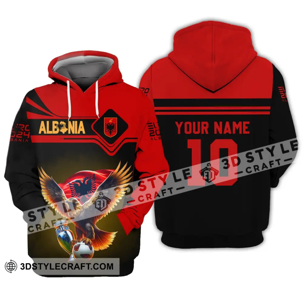 Unisex Shirt - Custom Name And Number Albania National Team Euro 2024 Red Hoodie / S T-Shirt