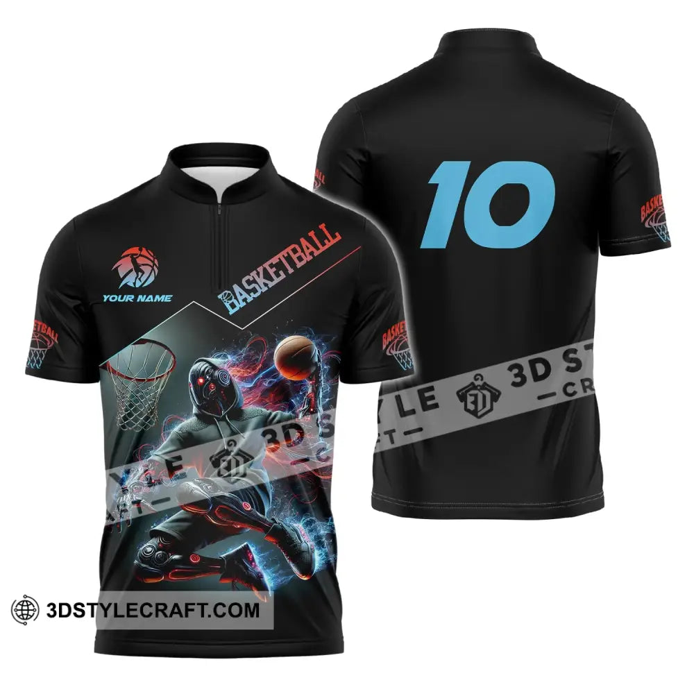 Unisex Shirt Custom Name And Number Basketball Love T-Shirt Zipper Polo / S T-Shirt