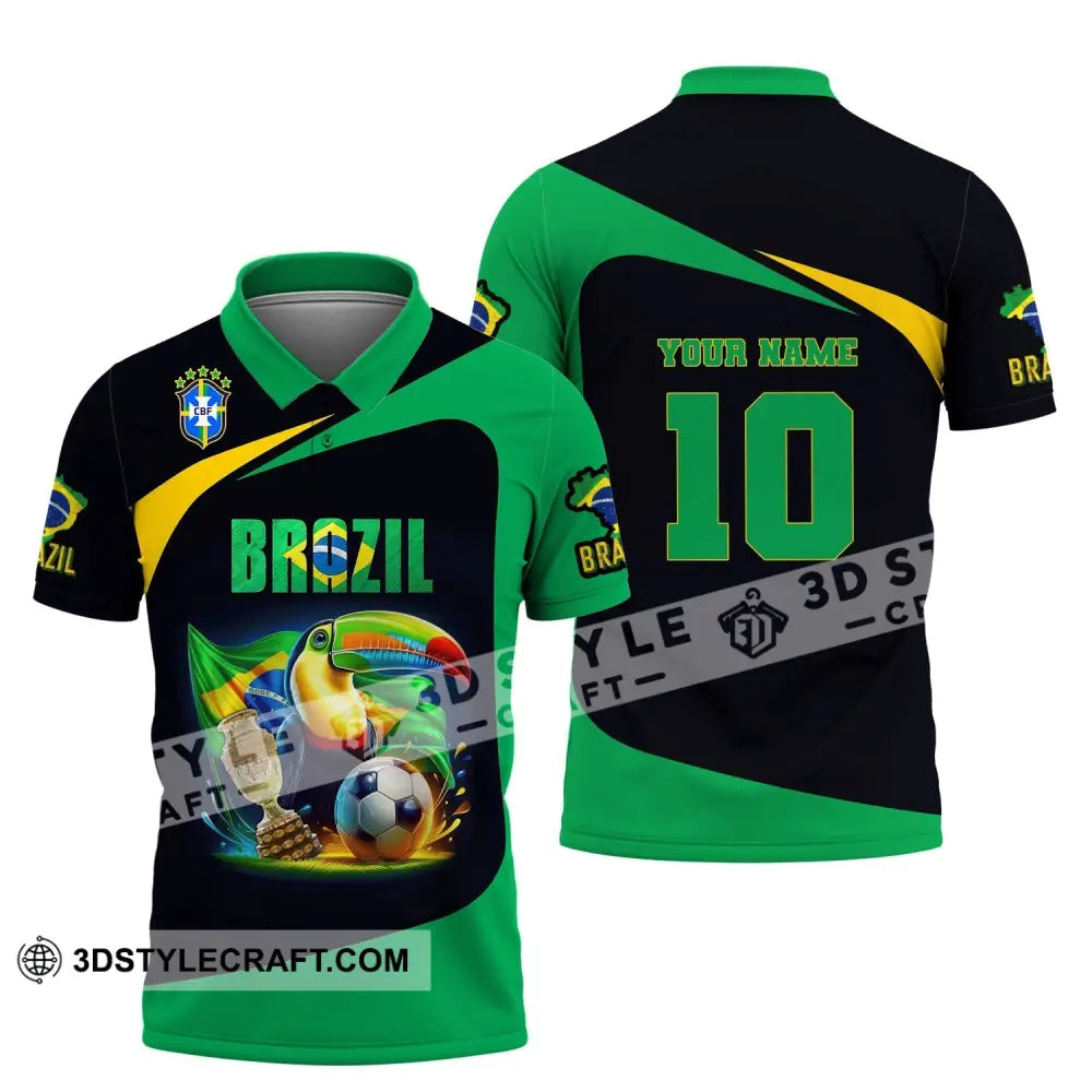 Unisex Shirt Custom Name And Number Brazil Football Euro 2024 Polo Long Sleeve / S T-Shirt