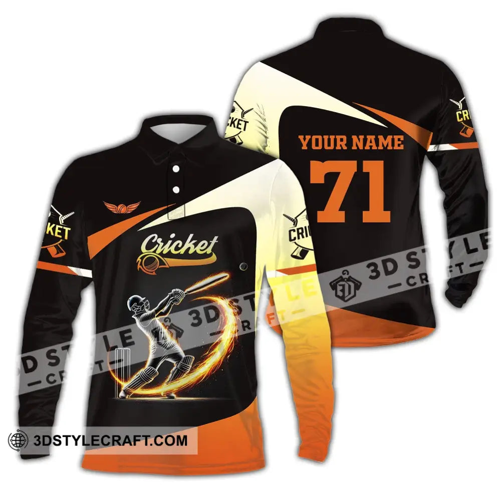 Unisex Shirt Custom Name And Number Cricket Ball Hoodie Long Sleeve Polo / S T-Shirt