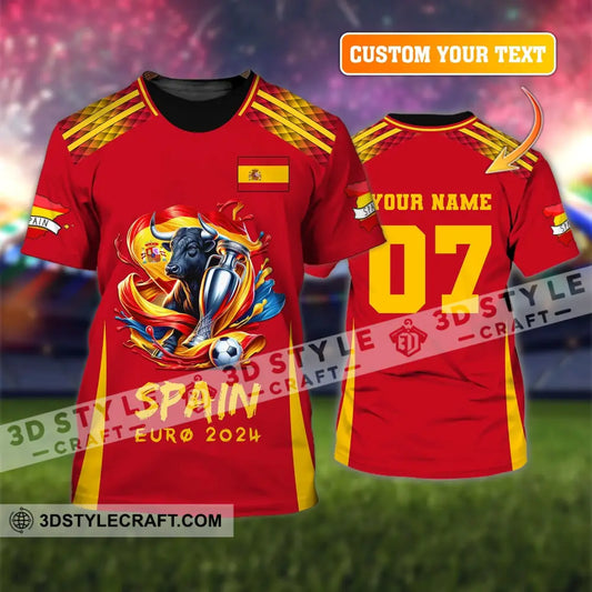 Unisex Shirt Custom Name And Number Euro 2024 Football Spain Polo Hoodie Long Sleeve T-Shirt