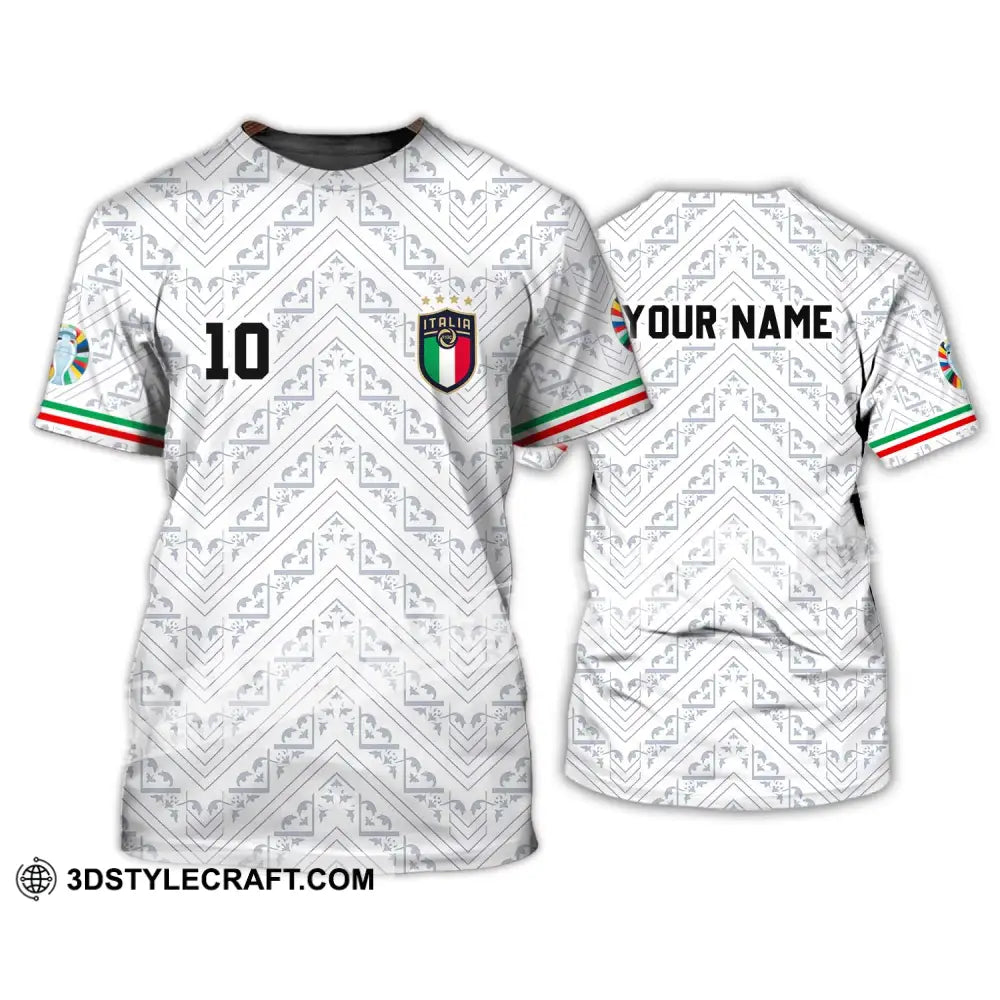 Unisex Shirt - Custom Name And Number Euro 2024 Italy White Line T-Shirt / S T-Shirt