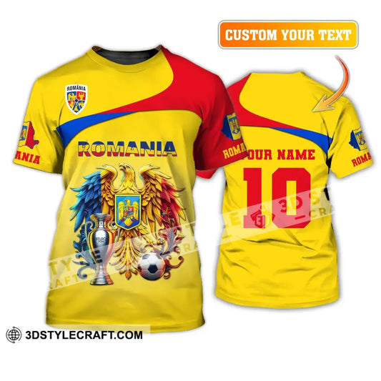 Unisex Shirt Custom Name And Number Football T-Shirt Euro 2024 Romania Polo Long Sleeve