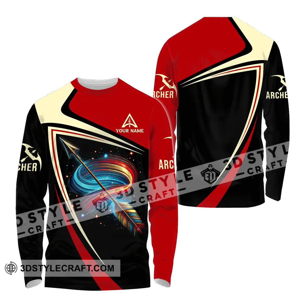 Unisex Shirt - Custom Name Archer Colorful Lines Long Sleeve / S T-Shirt