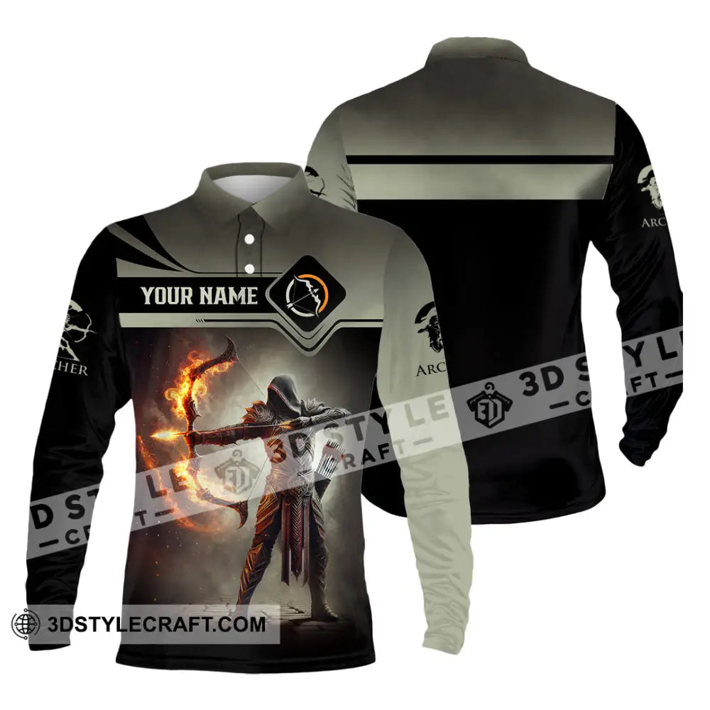 Unisex Shirt Custom Name Archery Polo Long Sleeve Gift / S T-Shirt
