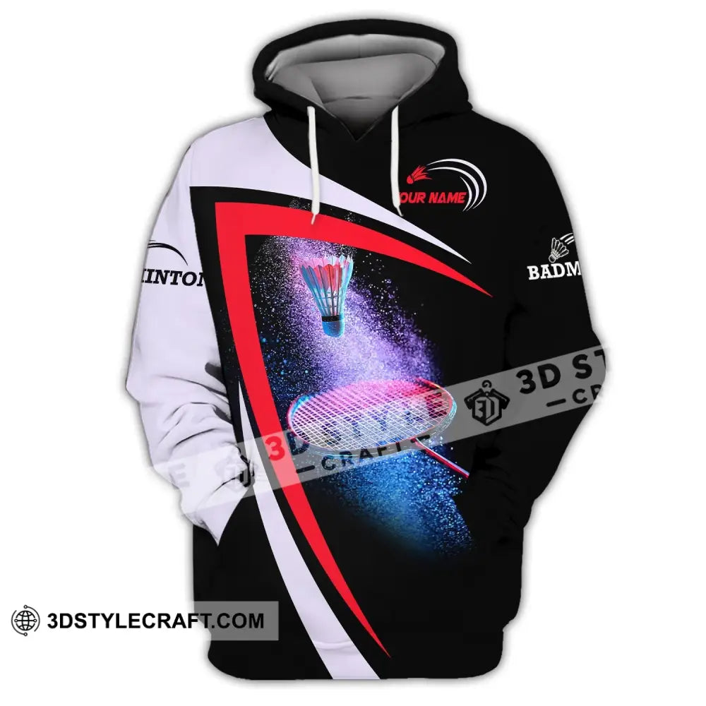 Unisex Shirt Custom Name Badminton T-Shirt For Club Gift Players Hoodie / S