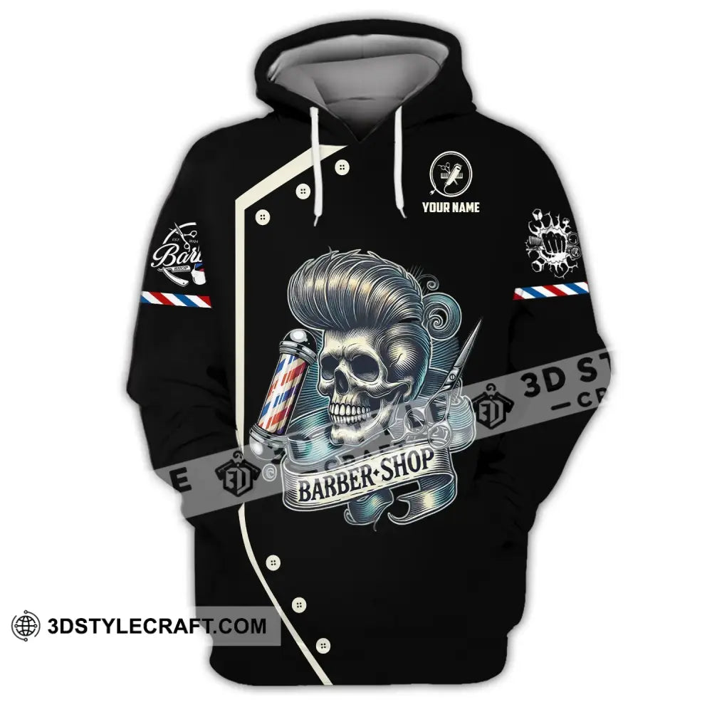 Unisex Shirt Custom Name Barber Polo Long Sleeve Shop Uniform Hoodie / S T-Shirt