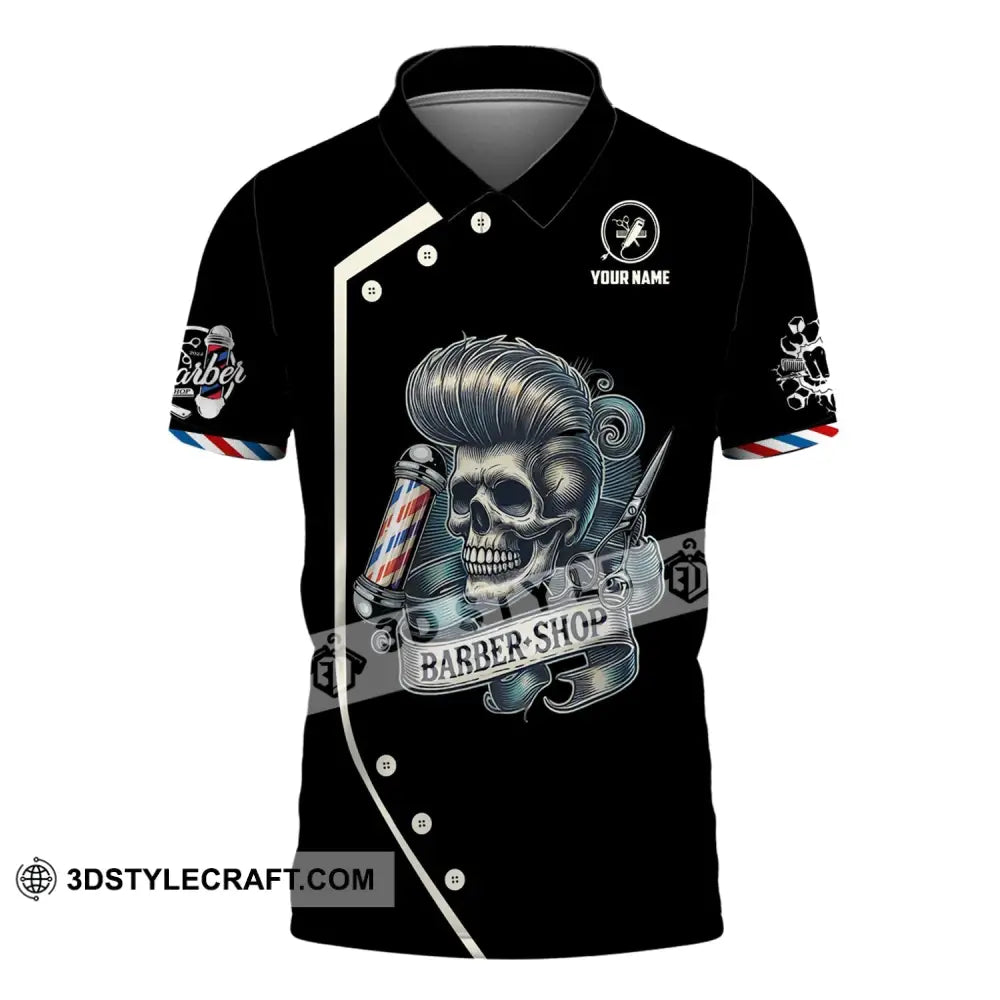 Unisex Shirt Custom Name Barber Polo Long Sleeve Shop Uniform / S T-Shirt