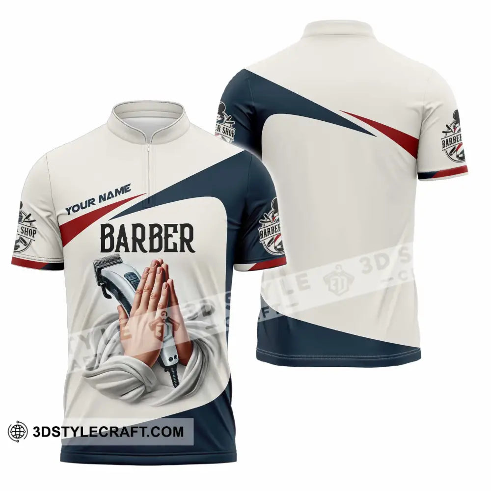 Unisex Shirt Custom Name Barber Shop T-Shirt Zipper Polo / S T-Shirt