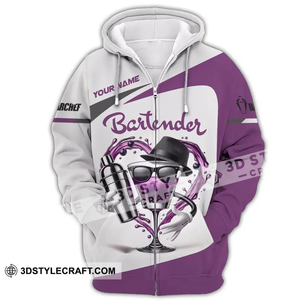Unisex Shirt Custom Name Bartender Polo Long Sleeve Barista Zipper Hoodie / S T-Shirt