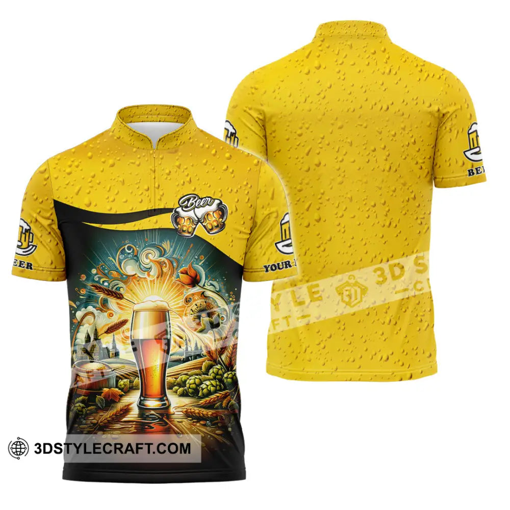 Unisex Shirt Custom Name Beer Polo Long Sleeve Zipper / S T-Shirt