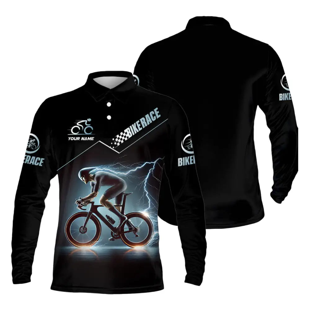 Unisex Shirt Custom Name Bike Race Polo Long Sleeve / S T-Shirt