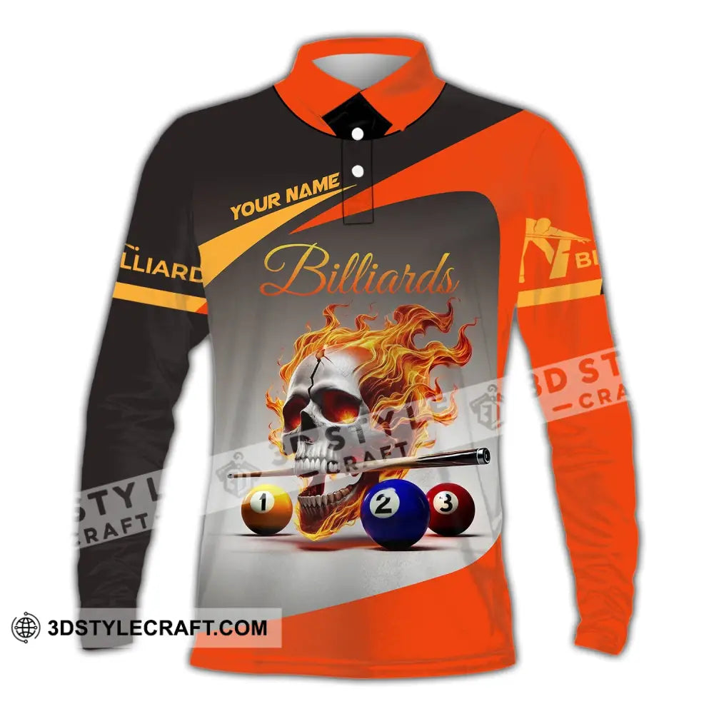 Unisex Shirt Custom Name Billiard Gift Long Sleeve Polo / S T-Shirt