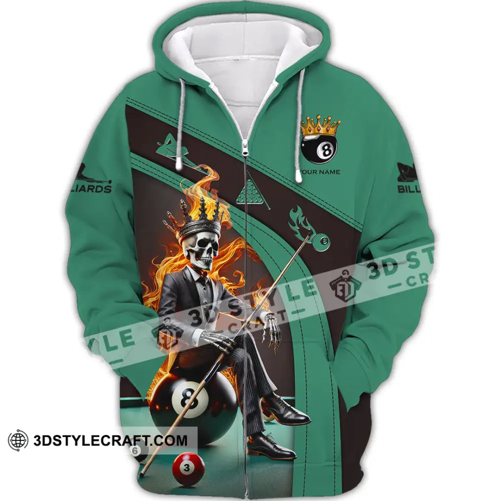 Unisex Shirt Custom Name Billiard Lover Polo Long Sleeve Gift Zipper Hoodie / S T-Shirt