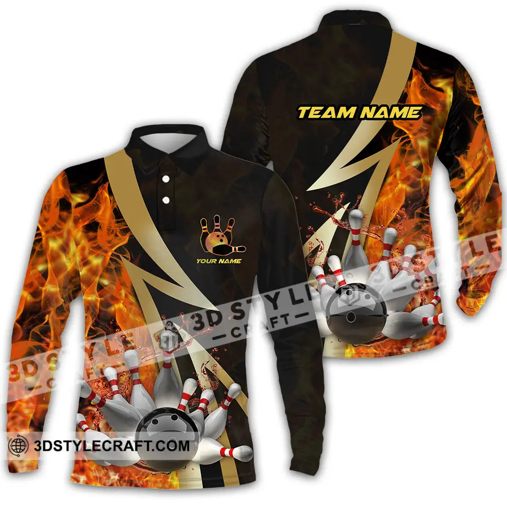 Unisex Shirt - Custom Name Billiard Player Long Sleeve Polo / S T-Shirt