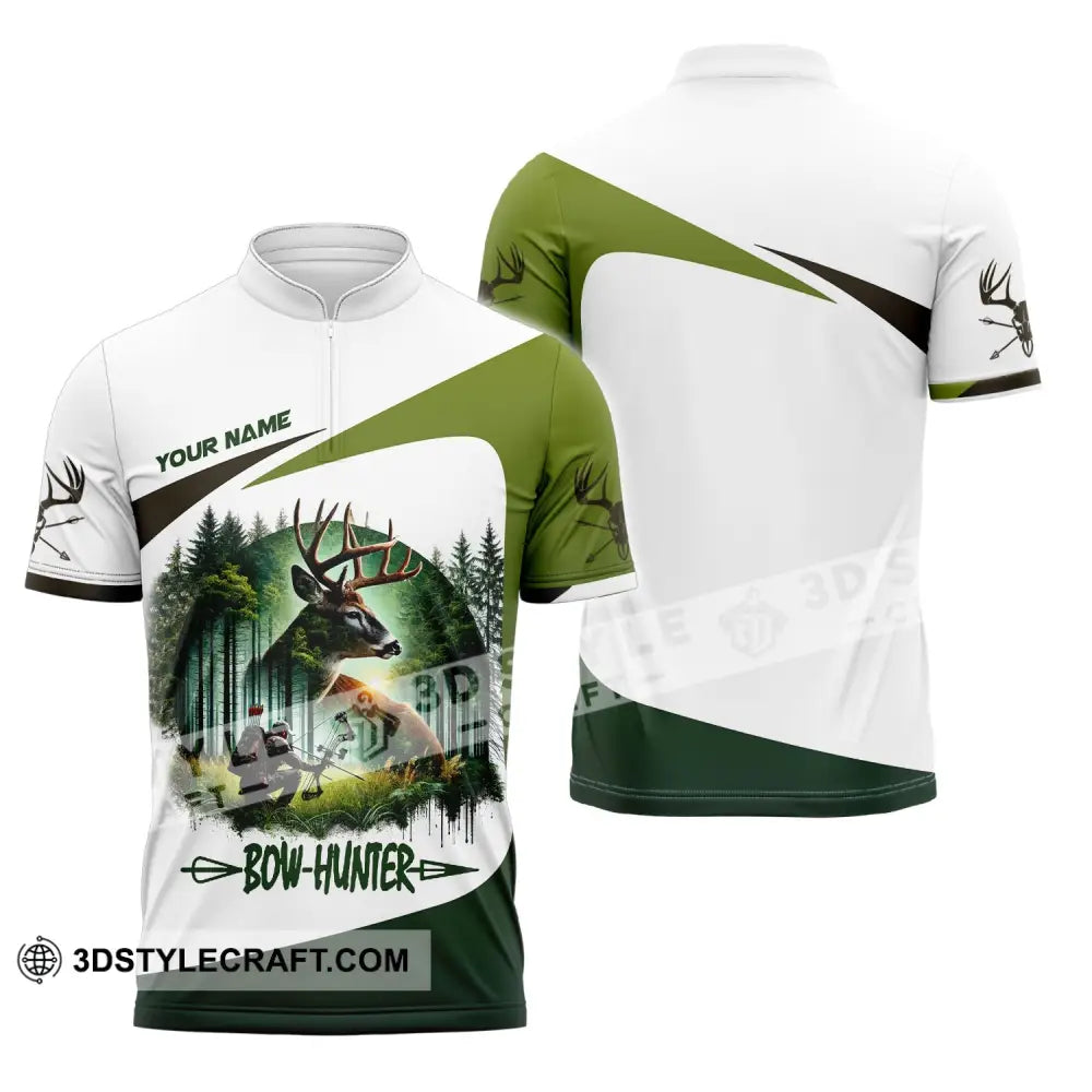 Unisex Shirt Custom Name Bow Hunter Hoodie Polo Long Sleeve Zipper / S T-Shirt