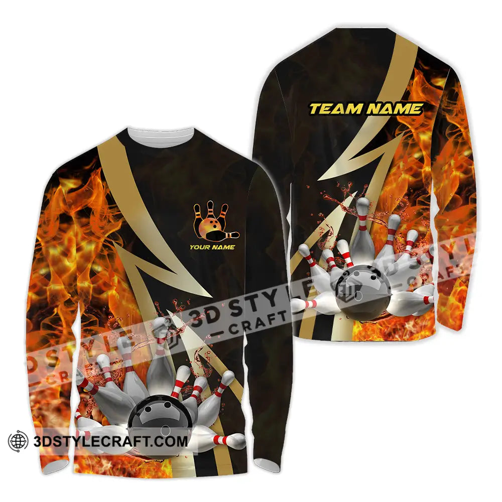 Unisex Shirt - Custom Name Bowling Player Long Sleeve / S T-Shirt