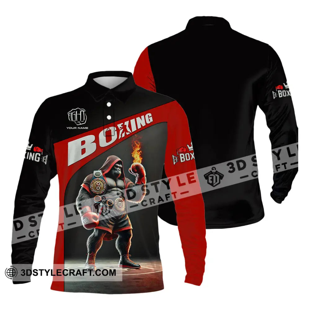Unisex Shirt Custom Name Boxing Long Sleeve T-Shirt Polo / S T-Shirt