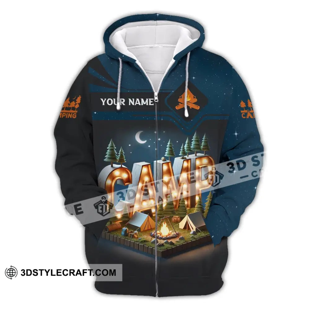 Unisex Shirt Custom Name Camping Gift For Lover Zipper Hoodie / S T-Shirt