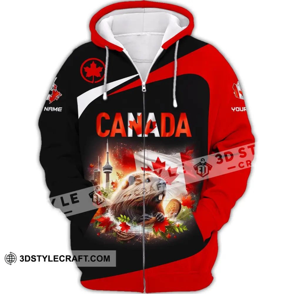 Unisex Shirt Custom Name Canada Long Sleeve Polo Lover Gift Zipper Hoodie / S T-Shirt