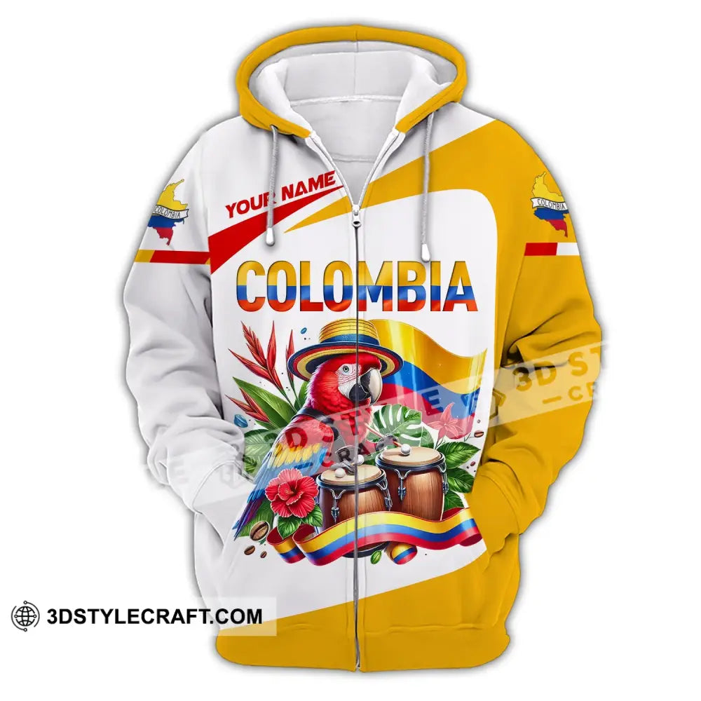 Unisex Shirt Custom Name Colombia Gift For Lover Zipper Hoodie / S T-Shirt