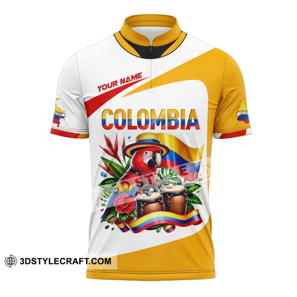 Unisex Shirt Custom Name Colombia Gift For Lover Zipper Polo / S T-Shirt