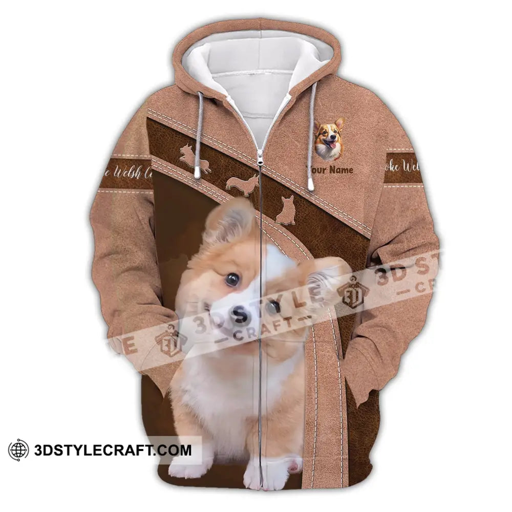 Unisex Shirt Custom Name Corgi T-Shirt For Dog Lover Pet Apparel Zipper Hoodie / S T-Shirt
