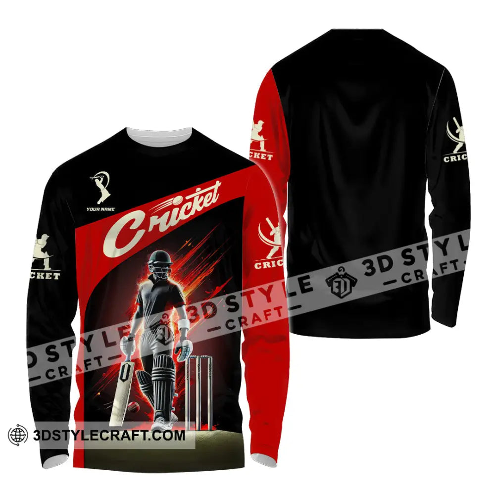Unisex Shirt Custom Name Cricket Ball Lover Gift Long Sleeve / S T-Shirt