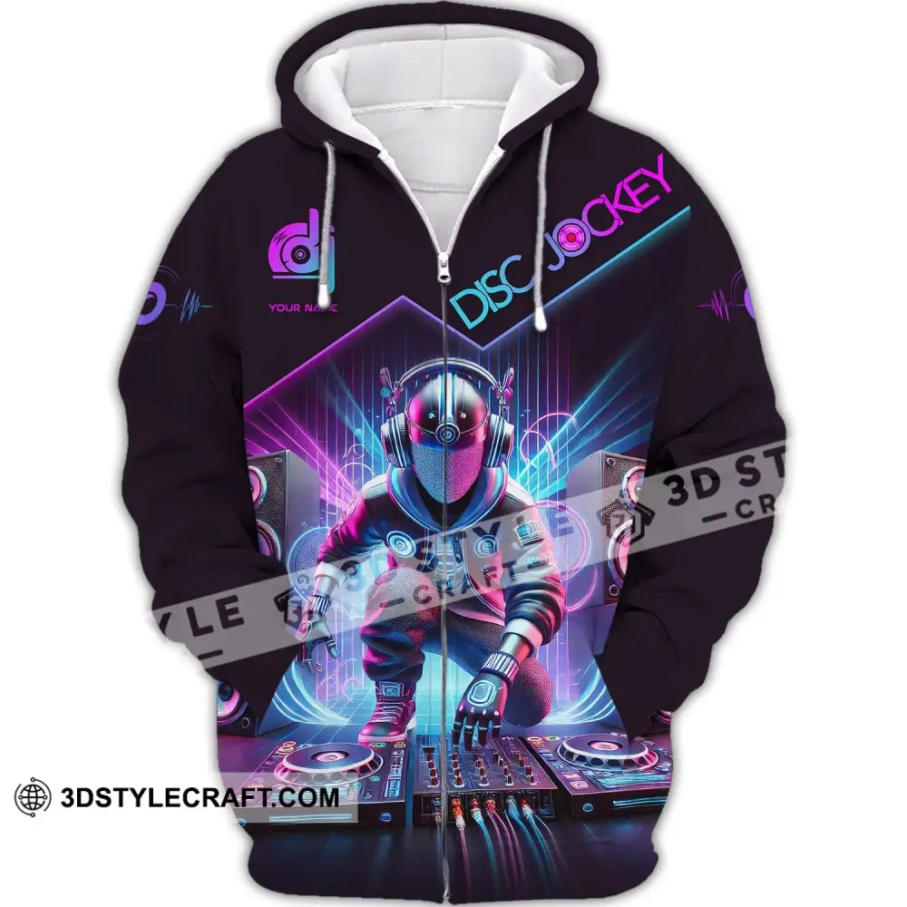 Unisex Shirt Custom Name Disc Jockey Dj Hoodie Polo Long Sleeve Music Lover T-Shirt Zipper / S