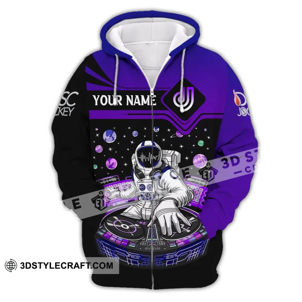 Unisex Shirt Custom Name Disc Jockey Dj Space Hoodie Polo Long Sleeve Zipper / S T-Shirt