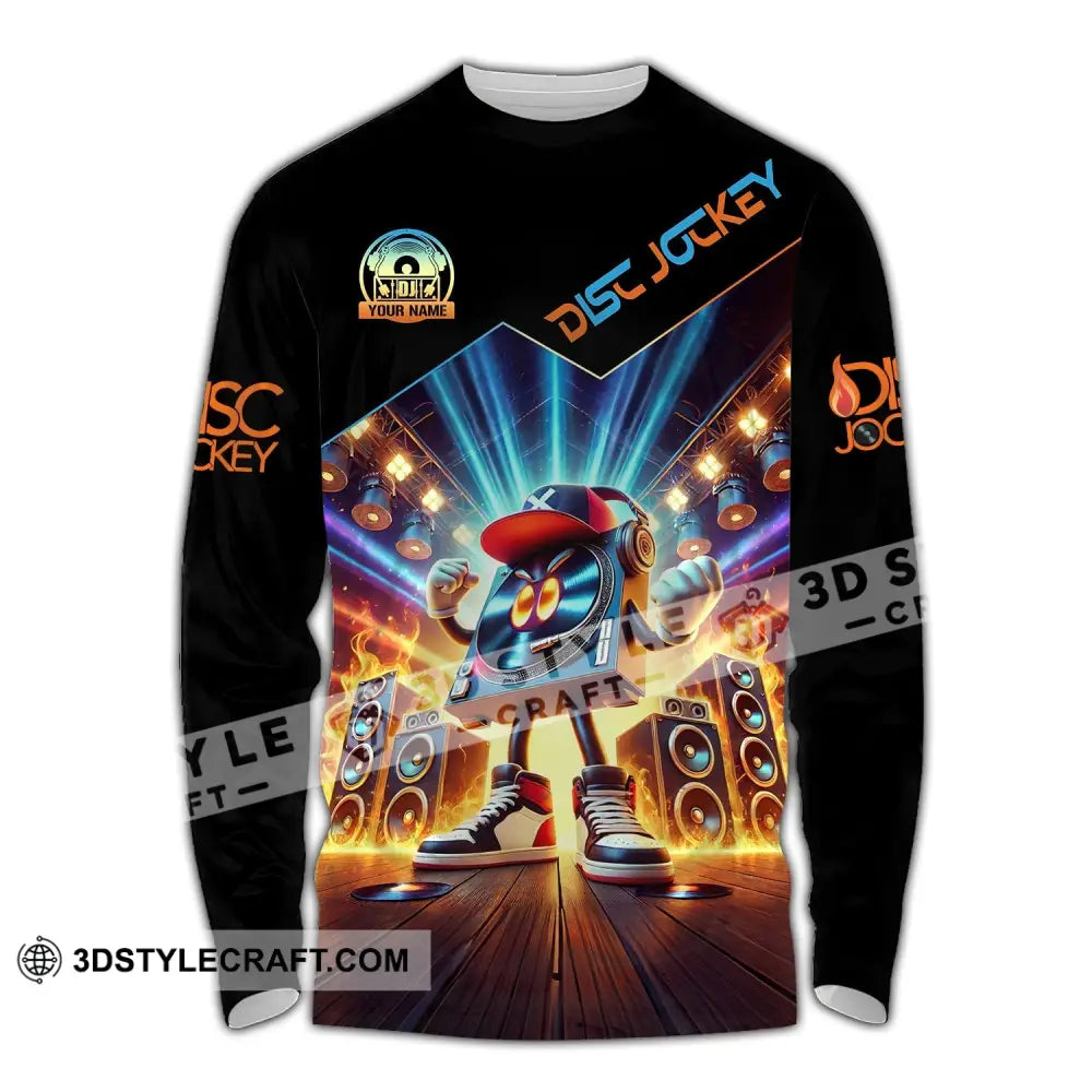 Unisex Shirt Custom Name Disc Jockey Music Heart Dj Hoodie Polo Long Sleeve / S T-Shirt