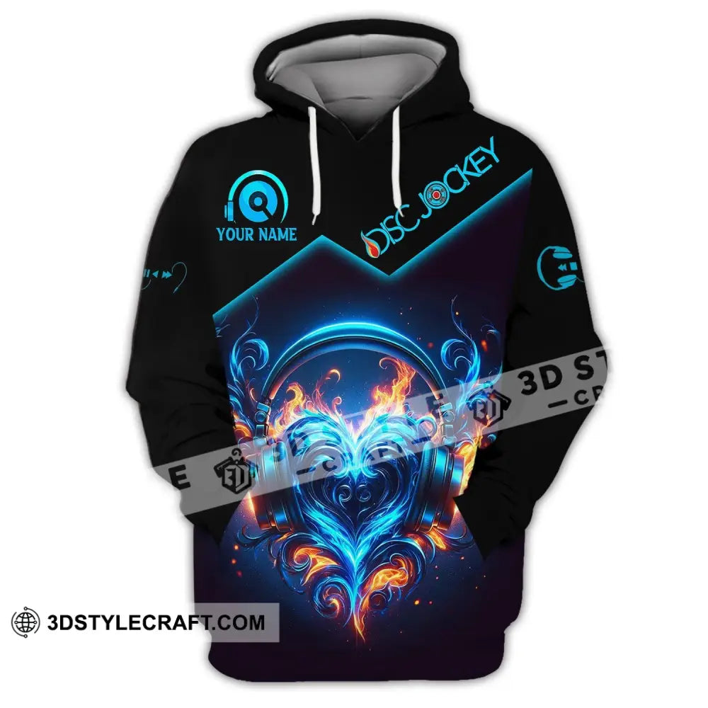 Unisex Shirt Custom Name Disc Jockey Music Heart Dj Hoodie Polo Long Sleeve / S T-Shirt