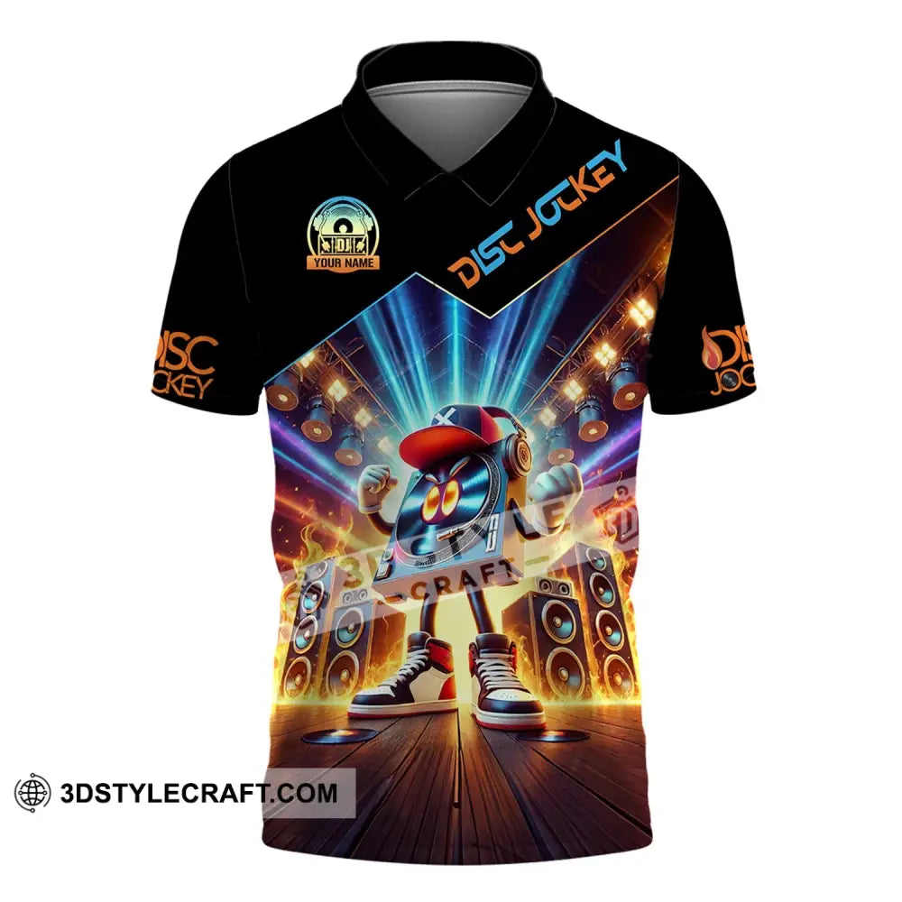 Unisex Shirt Custom Name Disc Jockey Music Heart Dj Hoodie Polo Long Sleeve / S T-Shirt