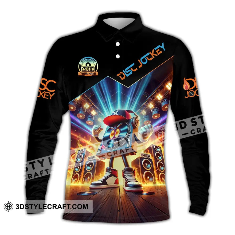 Unisex Shirt Custom Name Disc Jockey Music Heart Dj Hoodie Polo Long Sleeve / S T-Shirt