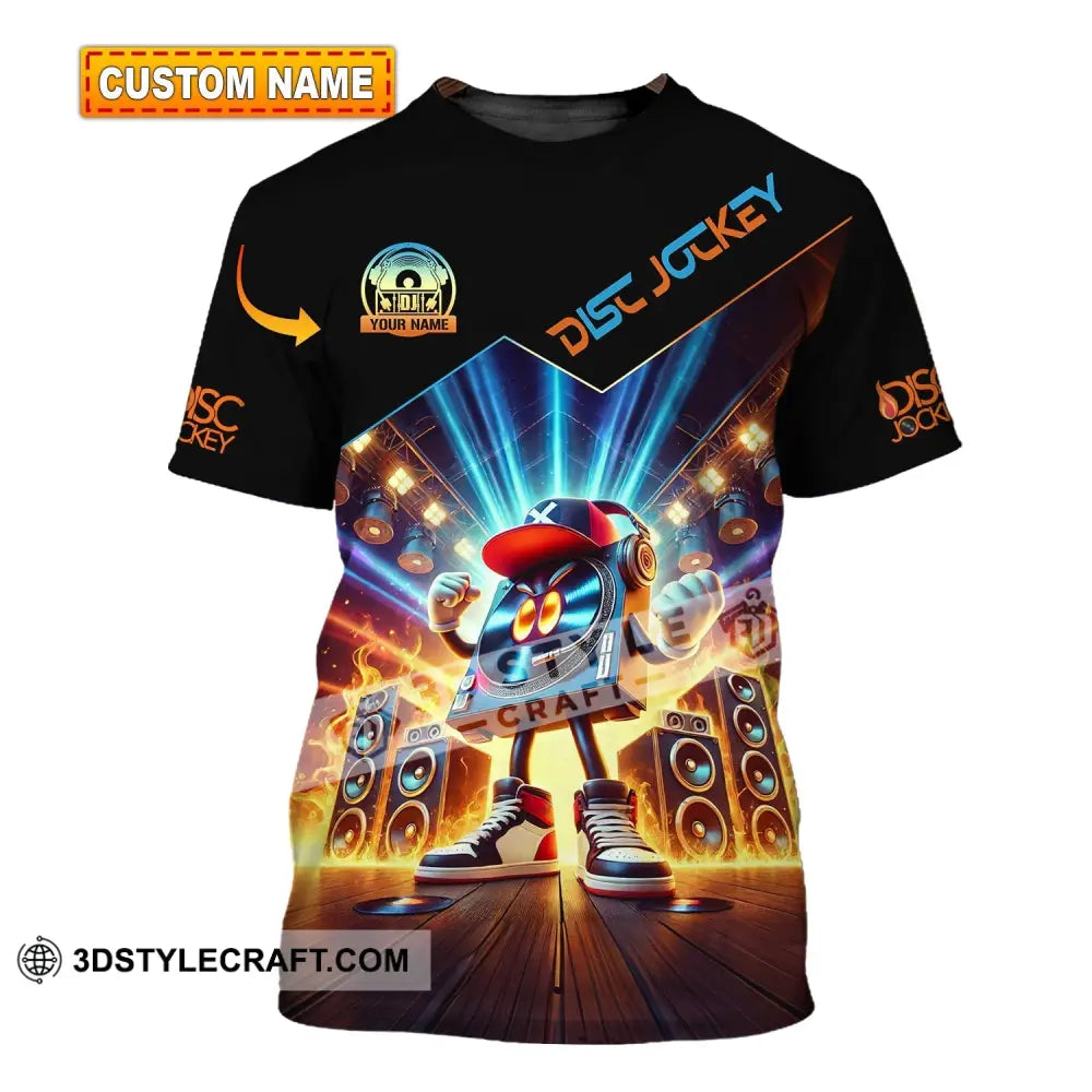 Unisex Shirt Custom Name Disc Jockey Music Heart Dj Hoodie Polo Long Sleeve T-Shirt