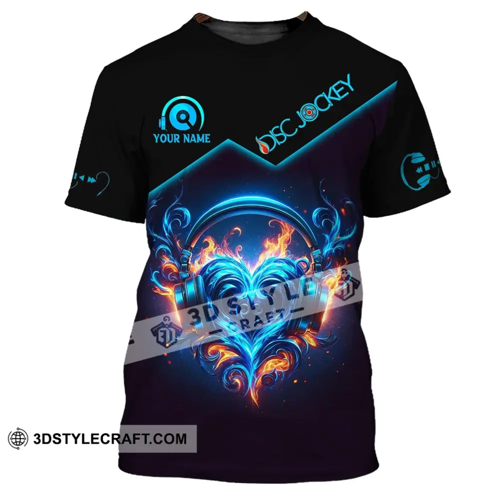 Unisex Shirt Custom Name Disc Jockey Music Heart Dj Hoodie Polo Long Sleeve T-Shirt / S