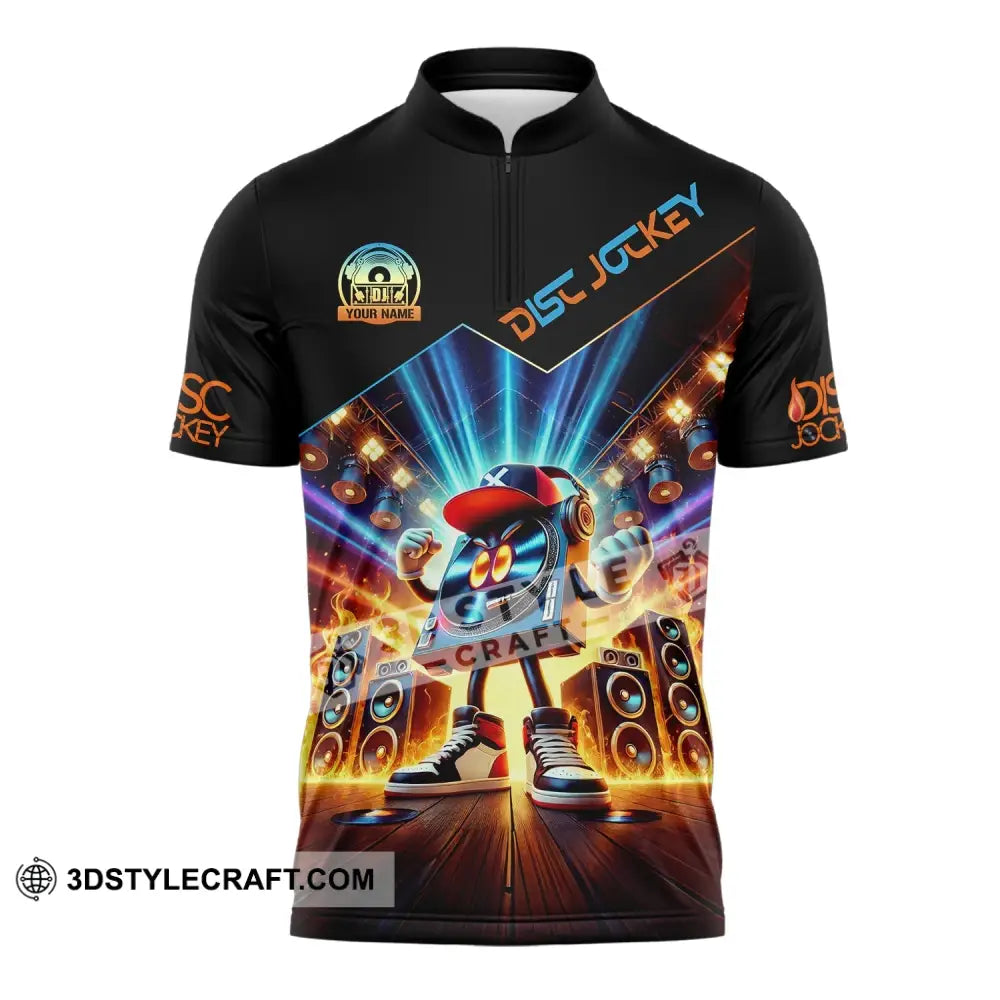 Unisex Shirt Custom Name Disc Jockey Music Heart Dj Hoodie Polo Long Sleeve Zipper / S T-Shirt
