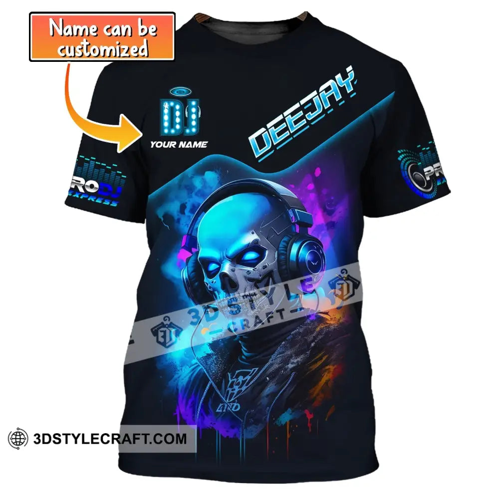 Unisex Shirt Custom Name Disc Jockey T-Shirt Deejay Dj Skull Gift For