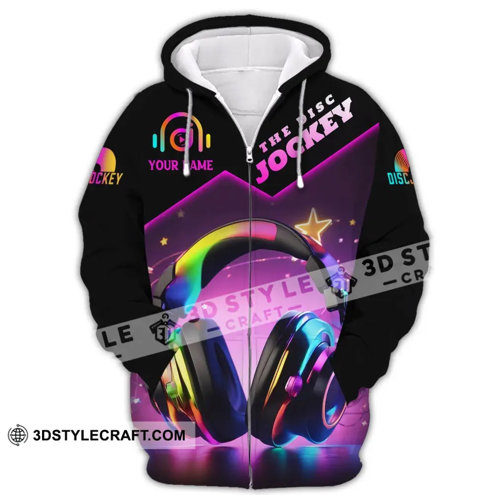 Unisex Shirt Custom Name Disc Jockey The Dj Hoodie Polo Long Sleeve Zipper / S T-Shirt