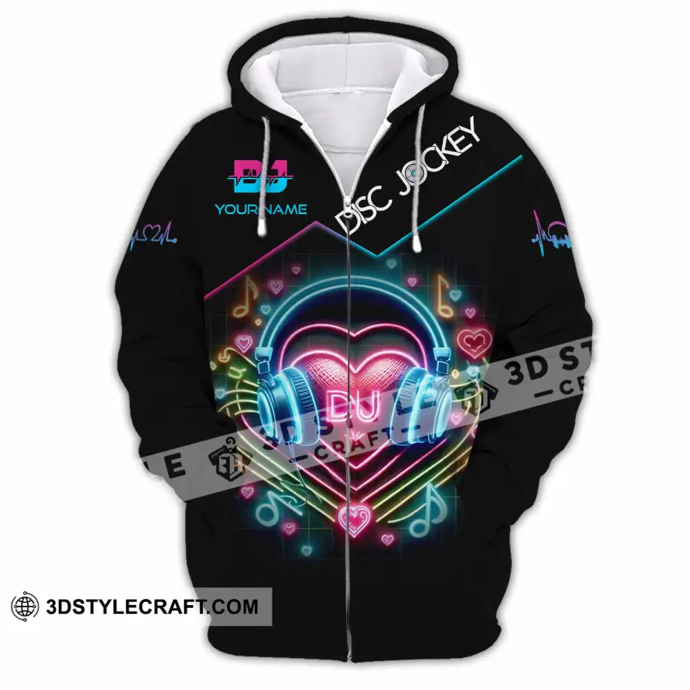 Unisex Shirt Custom Name Dj Hoodie Polo Long Sleeve Zipper / S T-Shirt