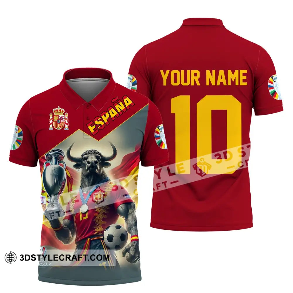 Unisex Shirt Custom Name Espana Football Polo Euro 2024 Hoodie Long Sleeve / S T-Shirt