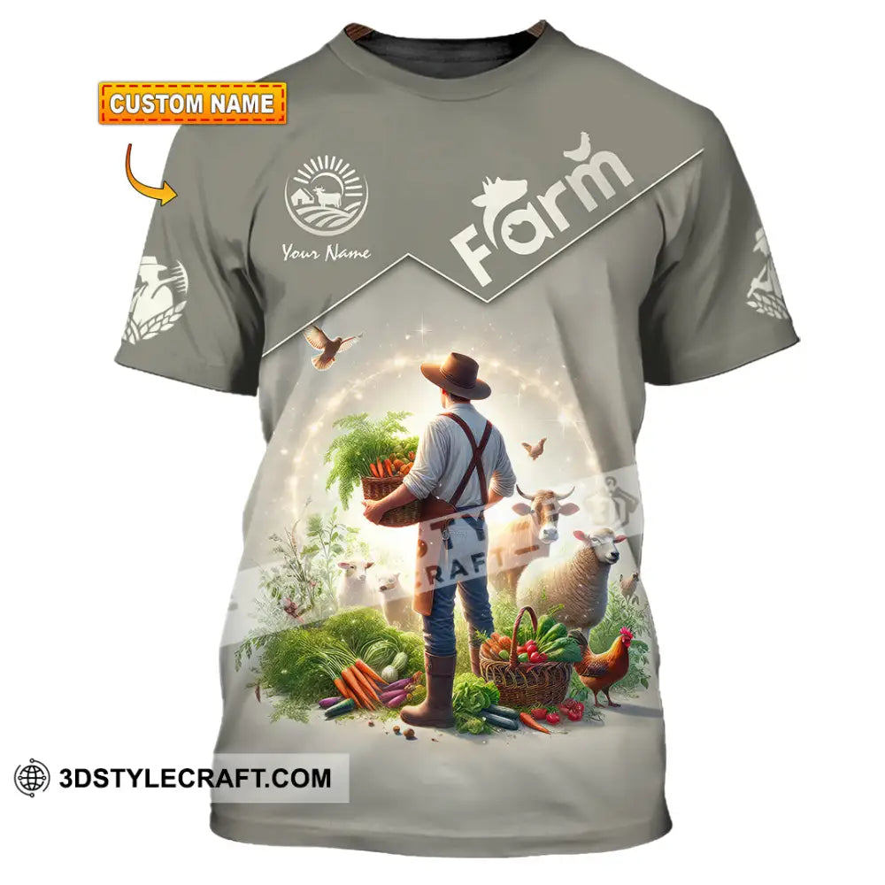 Unisex Shirt Custom Name Farmer Long Sleeve Polo T-Shirt