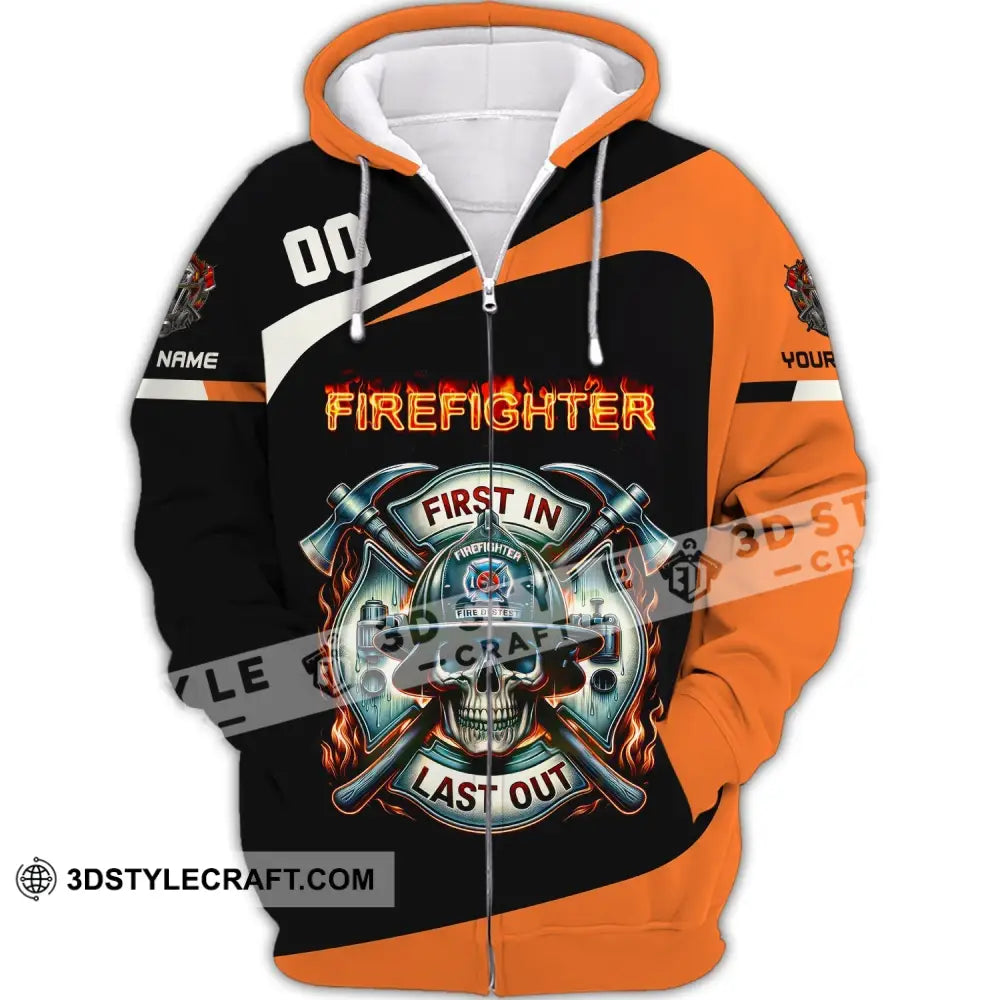 Unisex Shirt Custom Name Fire Fighter T-Shirt For Firefighter T-Shirt Polo Zipper Hoodie / S