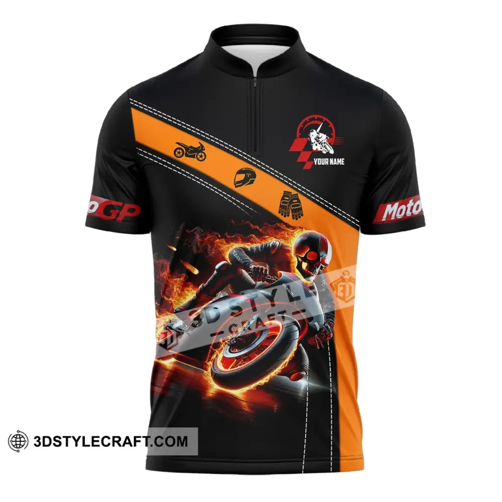 Unisex Shirt - Custom Name Fire Rider Zipper Polo / S T-Shirt